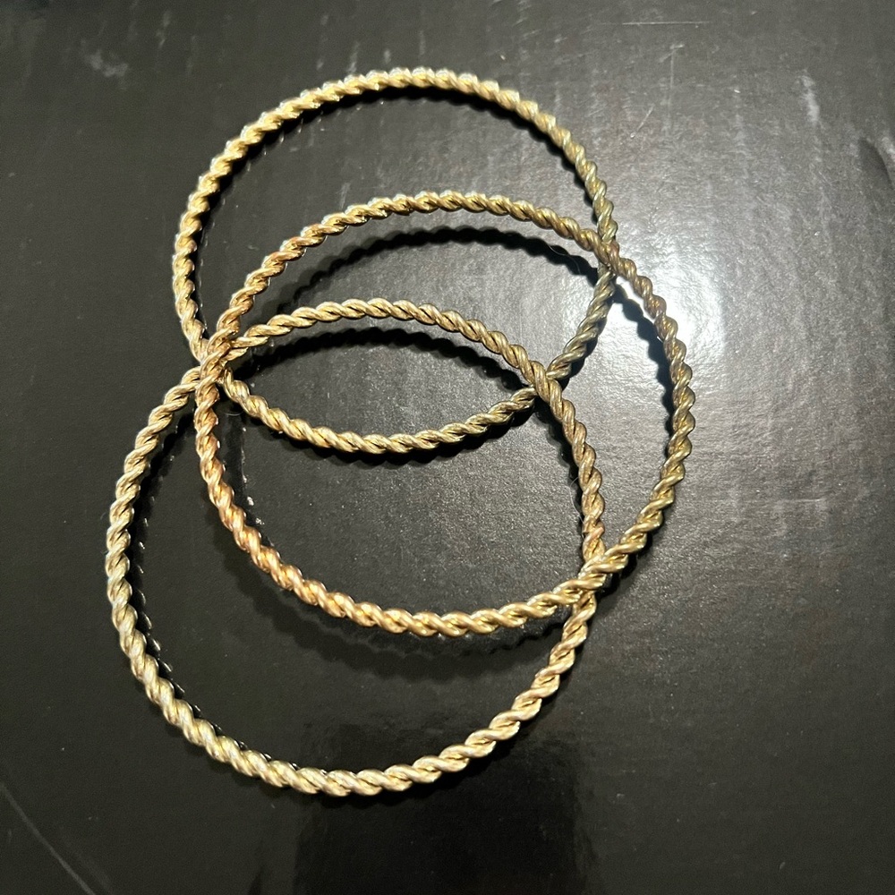 Elegant Gold-Tone Twisted Bangles